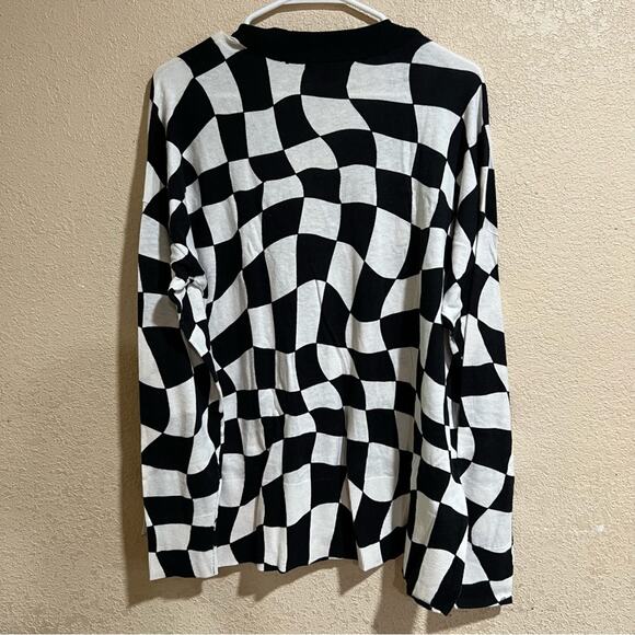 Sanctuary Cityscape Cardi Black White Warped Check Button Cardigan Sweater S - Picture 6 of 9